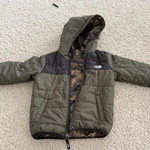 The North Face Olive and Black Camo Hooded Jacket